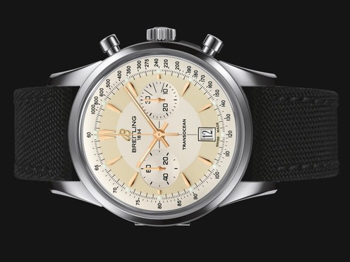 The elegant watches replica Breitling Transocean AB015412 have black leather straps.