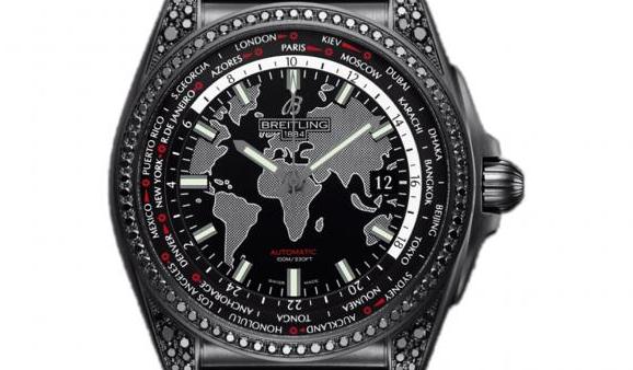 The 44 mm copy Breitling Galactic MB3510AU watches have black dials.