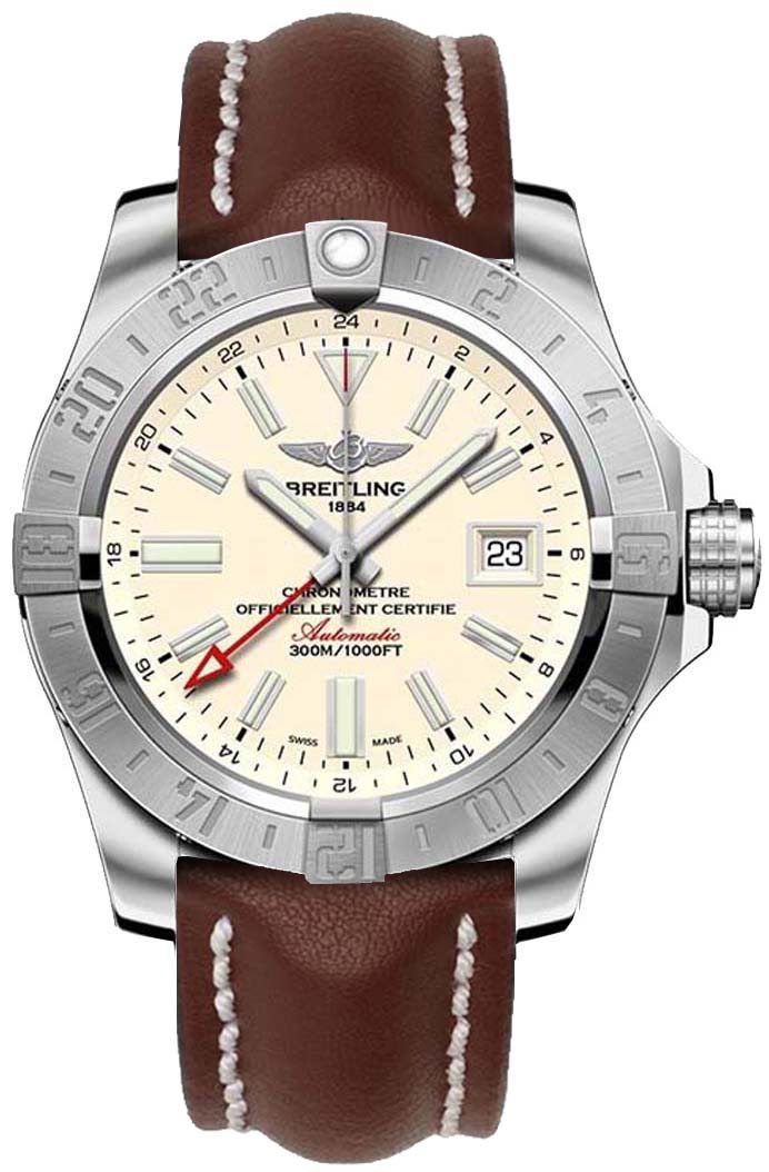 The comfortable copy Breitling Avenger A3239011 watches have brown leather straps.