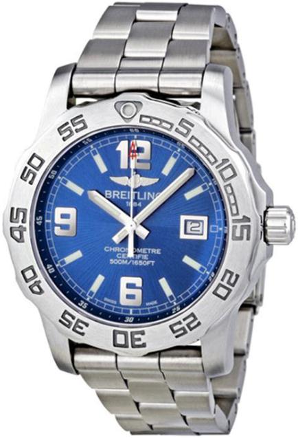 The 44 mm copy Breitling Colt A7438710 watches have blue dials.