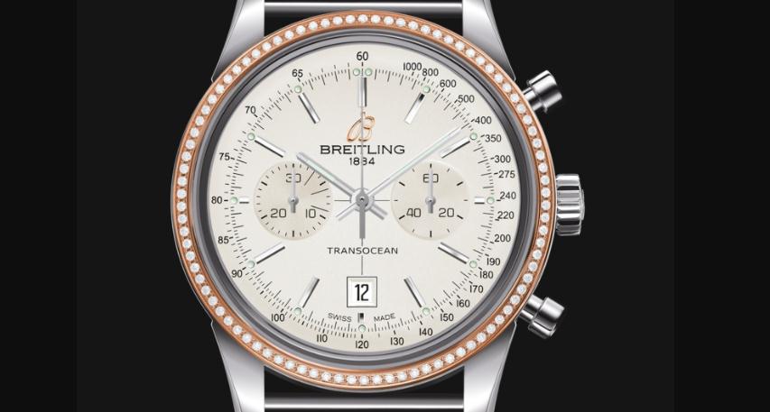 The 38 mm copy Breitling Transocean Chronograph 38 U4131053 watches have silvery dials.