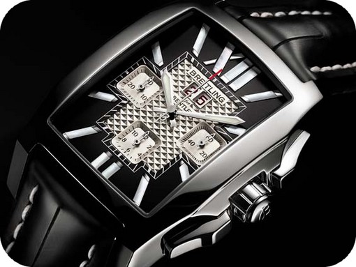 The black leather straps fake Breitling Bentley Flying B Chronograph watches have black dials.
