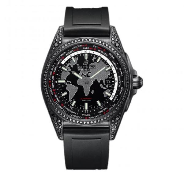 The black steel fake watches are decorated with diamonds.