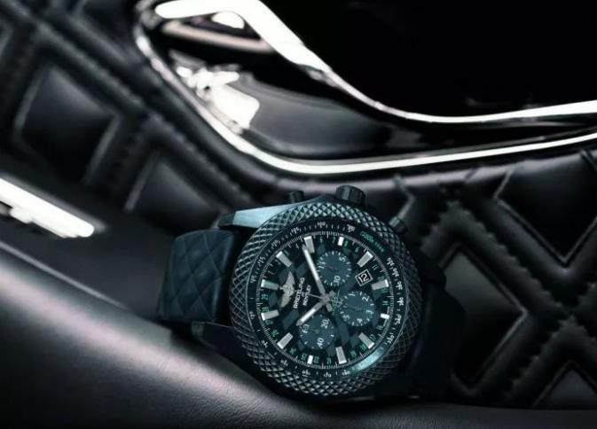 The 48mm fake watch has a dark blue dial.