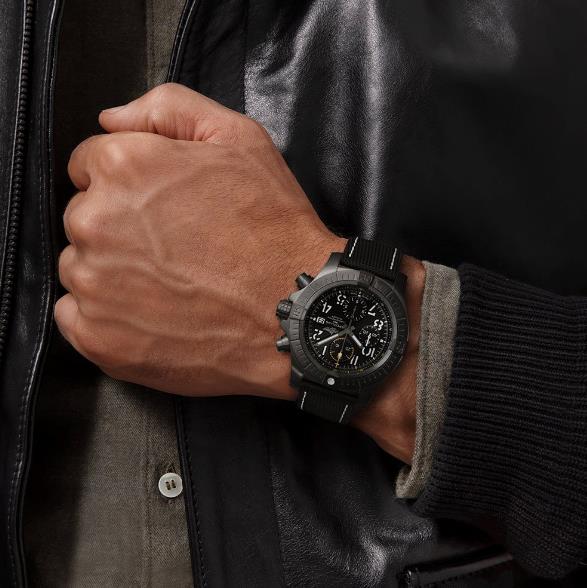 The titanium fake watch has black dial.
